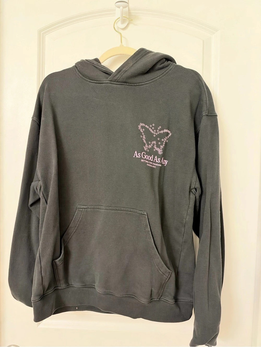 As Good As Any Setting The Standard Butterfly Hoodie Black & Pink XS